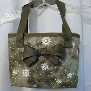 NEW Reusable Fabric Gift Bag Snowflake Christmas flannel with  Bow double handle
